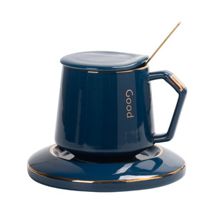 Gold Painted <b>Ceramic</b> <b>Mug</b> Set Solid Color Covered With <b>Lid</b> <b>For</b> Coffee Gift Occasion Minimalist Luxury Style - Product Image 4