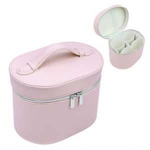 Nouvelle trousse de maquillage décontractée en PU avec fermeture éclair, grande capacité, légère, logo personnalisé, portable, haut de gamme, rangement pour maquillage, sangles élastiques - Product Image 1