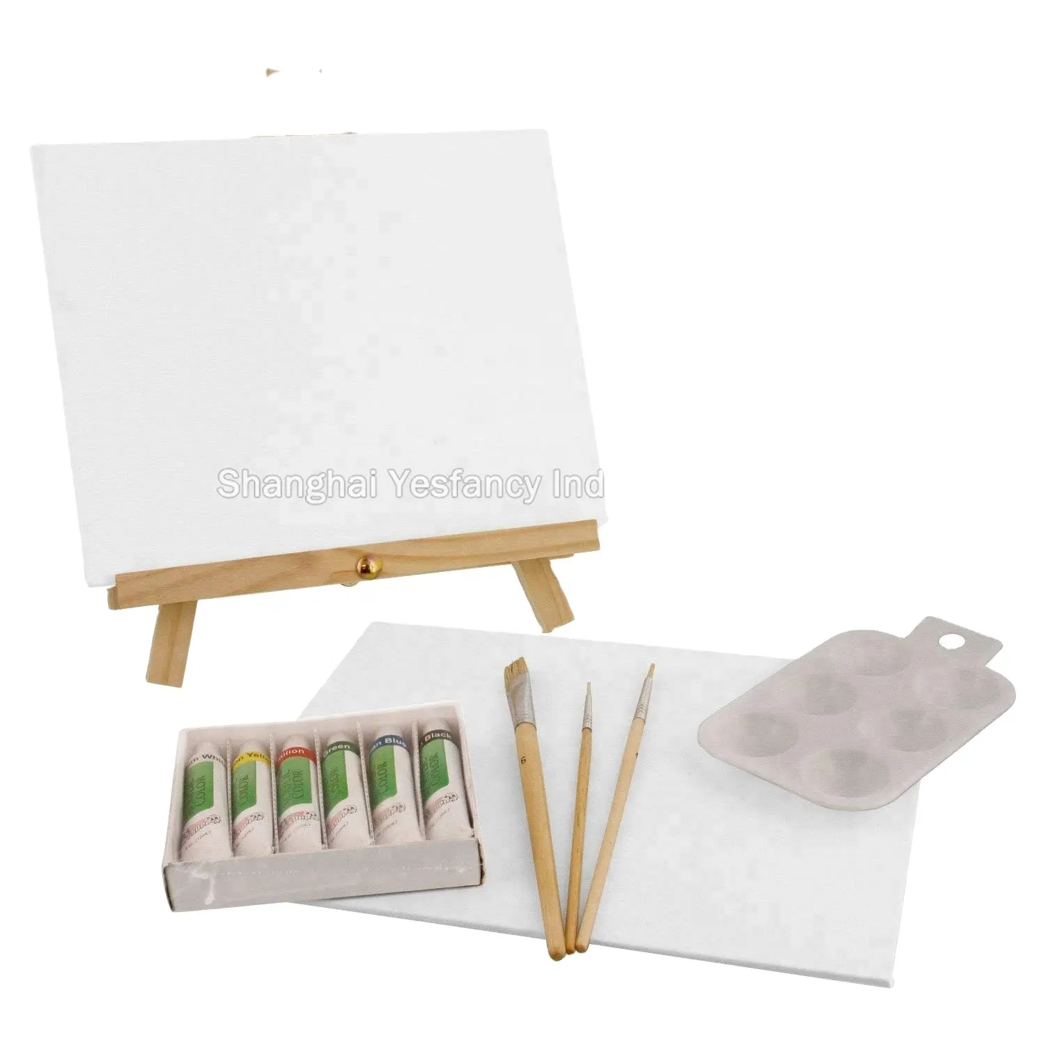 Günstigster Preis Kinder Leinwand Malerei Set benutzer definierte Größe Leinwand Board mit Staffelei Farben und Pinsel