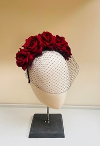Diadema de Rosa Roja de Halloween, Flor de Terciopelo con Velo, Diadema para Mujeres y <span class=keywords><strong>Niñas</strong></span>, Decoraciones para el Cabello para Fiestas de Halloween - Product Image 2