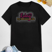 Dieu Jésus Béni Bling Stones Motif Hot Fix Heat Press Fer sur Strass Conceptions de Transfert pour Sweat à Capuche