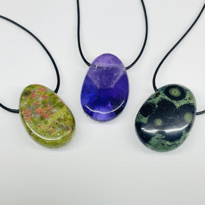 Collar con Colgante de Cristal <span class=keywords><strong>Brasileño</strong></span> Natural en Forma de Lágrima: Joyería de Cristal Curativa Unisex para Cordón de Cuero - Product Image 6