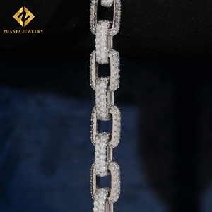 Pulsera de Diamantes Cultivados en Laboratorio Zuanfa, Cadena Cuadrada de 10 mm, Cadena Cubana, Collar de Eslabones Cubanos, Pulsera para Hombre, Diamantes Incrustados - Product Image 6