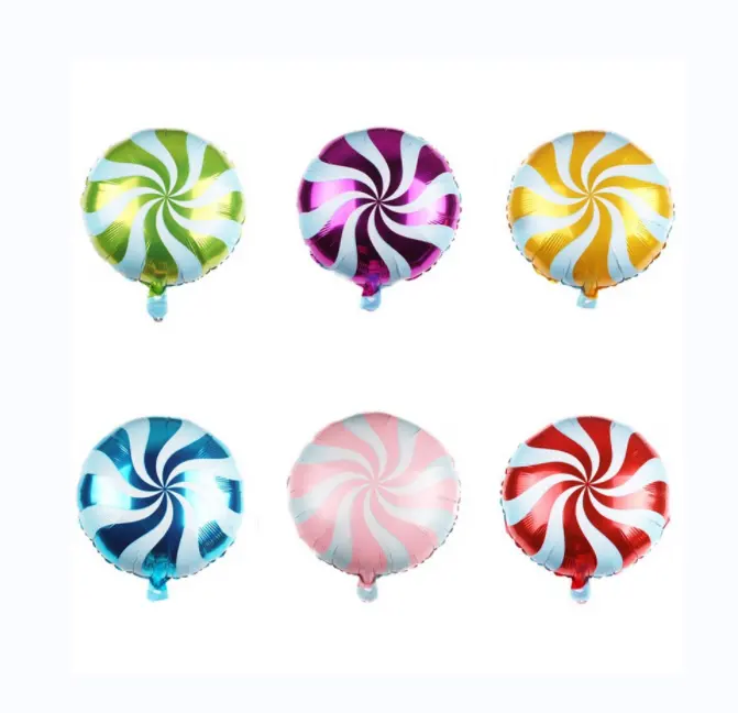 Globos de aluminio de 18 pulgadas para decoración del hogar, Globos de helio con forma redonda de Mylar y Lollipop, venta al por mayor