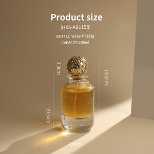 Flacon de <span class=keywords><strong>parfum</strong></span> vide de luxe en verre au design rond unique, avec bouchon en alliage et pompe pulvérisatrice - Product Image 2