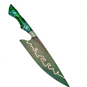 Couteau de cuisine de chef LEGACY BLADES en cuivre Damas gravé, fait main, ambidextre, manche en résine, logo personnalisé, OEM, moderne, extra - Product Image 1