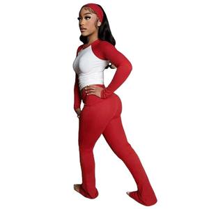 ชุดโยคะผู้หญิงสไตล์ Y2K กางเกงเลกกิ้งทรงบานพับได้ พร้อมที่คาดผม รับสกรีนโลโก้ เสื้อผ้าคุณภาพสูง ชุดลำลองผู้หญิง <span class=keywords><strong>2</strong></span> ชิ้น - Product Image 4