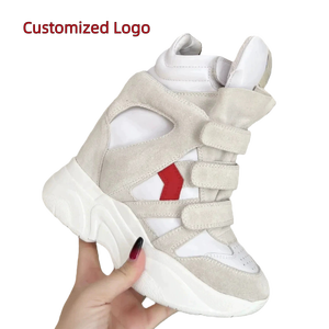 Sneakers Balskee da Donna con Zeppa Rialzante, Suola Spessa, in Vera Pelle e Camoscio, Stile Moda di Parigi - Product Image 1