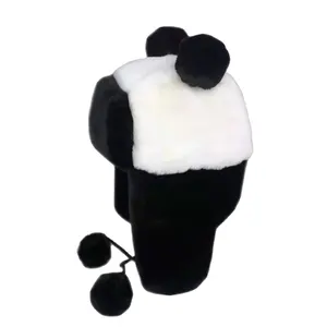 Chapeau d'hiver unisexe en fausse fourrure de Panda, couvre-oreilles de Ski, noir et blanc, idéal pour l'hiver, Ushanka