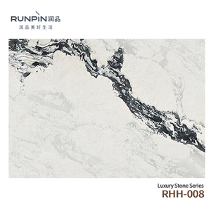 แผ่นควอตซ์ลายภาพเขียนหมึก ดีไซน์วิศวกรรม แผ่นใหญ่ หินควอตซ์เทียม รุ่นรันพิน สำหรับท็อปโต๊ะเครื่องแป้ง - Product Image 5