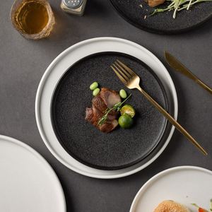 Modern Luxury <b>Ceramic</b> Round <b>Plate</b> Black and White Porcelain Dinner <b>Plates</b> Stoneware Steak <b>Plate</b> for Catering Restaurant - Product Image 3