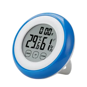 Ucuz yuvarlak mini masaüstü çalar saat kapalı oda elektronik dijital termometre higrometre masa ve masa saatleri