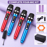 Pack de microphones karaoké sans fil multifonctionnels, 4 micros portatifs avec 1 récepteur pour les réunions de famille, les fora publics et les concours de talent
