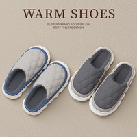 Pantoufles d'Hiver en Coton pour Homme, Couleur Unie, Essentielles, Intérieures Antidérapantes, en Peluche Douce, Chaussons Imperméables