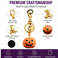 Porte-clés Lanterne Citrouille d'Halloween avec visage de citrouille, breloque de sac, pendentif de sac à main avec mousqueton pivotant, cadeau de fête pour femme