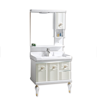 Armoire moderne étanche en pvc avec double évier, armoire à lavabo rotative en acrylique, miroir de salle de bains, style français