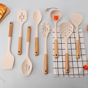 Ustensiles de cuisine en silicone esthétiques et modernes, kit complet d'outils de cuisine, résistants à la chaleur, avec boîte de rangement - Product Image 3