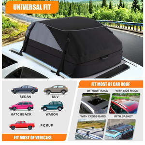 Porte-bagages <span class=keywords><strong>de</strong></span> toit <span class=keywords><strong>de</strong></span> <span class=keywords><strong>voiture</strong></span> noir, pliable, étanche, à double ouverture latérale, design luxueux, ajustement universel, 15 pieds cubes - Product Image 4