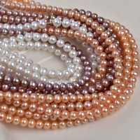 Perles d'eau douce naturelles de Zhuji de 5 à 6 mm, presque rondes, blanches, orange, violettes, perles en vrac pour la fabrication de bijoux faits main, perles pour collier