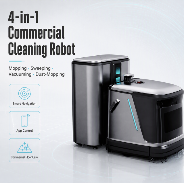 4-in-1 Commercial Cleaning Robot Auto Wash Mop Sweep Vacuum Industrial Floor Cleaner for Warehouse Factory Large Area