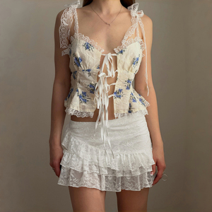 Multilayer <b>Lace</b> Casual Skirt Attached Briefs Women Dropped Waist Short Mini Skirt <b>White</b> Pure Color Summer Sexy Clubwear A-Line - Product Image 5