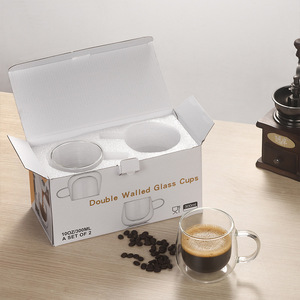 <span class=keywords><strong>Tasse</strong></span> en verre isolée avec poignée, <span class=keywords><strong>double</strong></span> <span class=keywords><strong>paroi</strong></span>, en borosilicate haute résistance, minimaliste, pour le camping, le café ou le thé - Product Image 5