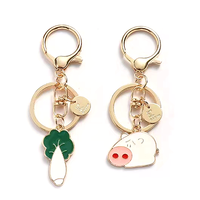 Ensemble de porte-clés mignons en alliage de zinc émaillé, moulés sous pression, personnalisables avec initiales, en forme de cœur, lapin, carotte, astronaute, pendentif de sac, cadeau Lilangda