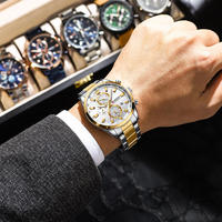Montre pour homme CURREN 8445, quartz, acier inoxydable, bracelet multifonction, chronographe à trois aiguilles, jour, étanche, lumineuse