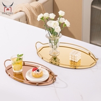 Großhandel Minimalistisches Edelstahl-Spiegeltablett Elegantes Dekoratives Schminktisch-Accessoire für Badezimmer Schlafzimmer Arbeitsplatte Hochzeit