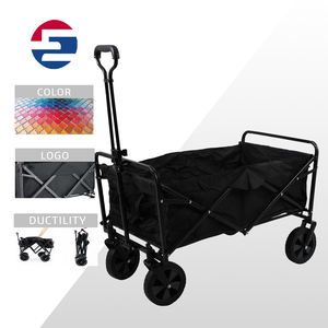 Chariot pliable à usage intensif avec plate-forme en maille | Chariot utilitaire de magasinage et de stockage de plage de jardin | Cadre en acier - Product Image 1