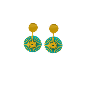 Boucles d'oreilles pendantes géométriques plaquées or, style bohème, bijoux adaptés aux soirées, fabriquées en alliage de zinc - Product Image 1