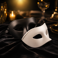 Masque en PVC sexy pour homme et femme pour bal de promo, fête d'Halloween, cosplay, costume et décoration de mariage - Noir et blanc
