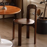 Kursi Makan Kayu Solid Modern Bergaya Retro Prancis Abad Pertengahan Desain Wabi-Sabi Warna Krem Non-Lipat Non-Berputar Ruang Tamu Kedai Kopi