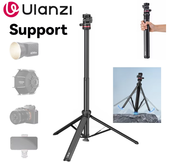 Ulanzi MT-80 Mobile Lamp Tripod 2M Foldable Adjustable Height Lightweight for Phone 40W COB Fill Light DSLR Camera