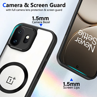 Étui de téléphone magnétique transparent anti-traces de doigts et anti-jaunissement avec support pour OnePlus 15, 13T, 13S, 13R, 1+ 13 PRO, Nord 4, CE4 LITE