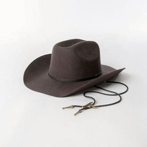 Wholesale Custom Logo Western Vintage Australia Pure Wool Classic Felt Wide Brim Western Fedora Cowboy Cowgirl Hat With Belt - Product Image 6