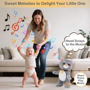 Juguete de Peluche de Gato Gris Interactivo con Voz AI, Relleno de Algodón PP, Canta y Baila, Compañero Educativo <span class=keywords><strong>para</strong></span> Bebés, Decoración <span class=keywords><strong>para</strong></span> Fiestas de <span class=keywords><strong>Cumpleaños</strong></span> - Product Image 4