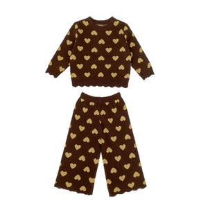 Setelan Pakaian Bayi Laki-laki dan Perempuan Gaya Korea Musim Gugur dan Musim Dingin, Sweater Rajut Motif Hati Jacquard Model Panjang Dua Potong - Product Image 5