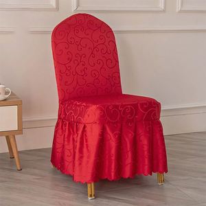 Nouvelle housse de chaise jacquard personnalisée en spandex avec jupe pour salle à manger - Product Image 6