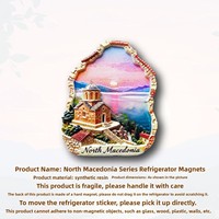 L'âme poétique d'une personne chinoise, aimant de réfrigérateur 3D avec paysage de coucher de soleil en Macédoine du Nord, autocollant magnétique, souvenir de voyage, cadeau