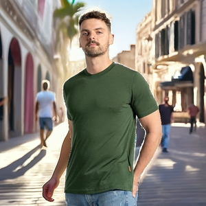 Camisetas de Hombre de Lana Tejida Ligera, Corte Regular, Cómodas, Lisas, Antiarrugas, Transpirables, con Estampado Serigrafiado - Product Image 2
