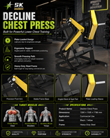 Machine de musculation commerciale SK pour press à la presse inclinée, en acier Q235 de 3,0 mm, avec pile de poids de 100 kg, pour l'entraînement des pectoraux supérieurs, équipement de fitness pour clubs et salles de sport