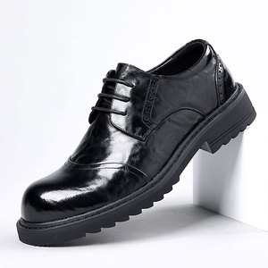 Chaussures pour hommes en cuir pleine fleur à semelle épaisse, style décontracté et professionnel, type Derby, style britannique - Product Image 6