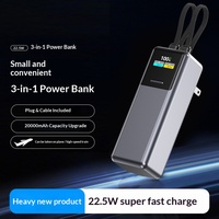 Offre Spéciale – Batterie Externe Créative 22,5W avec Câble Intégré, Prise CA, Écran Couleur, Grande Capacité 20000mAh, Charge Rapide PD3.0