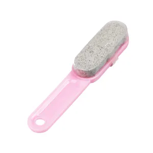High Quality Custom Logo Spa Use Plastic handle Natural Pumice Stone Foot Brush Exfoliating Scrub Brush for Remover Dead Skin