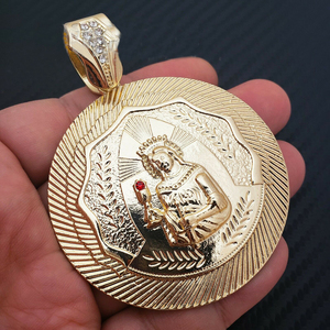 Collana con Ciondolo Hip Hop Iced <span class=keywords><strong>Santa</strong></span> <span class=keywords><strong>Barbara</strong></span> di Duyizhao, Placcata in Oro 14k, Ciondoli Rotondi Personalizzati, Gioielli all'Ingrosso - Product Image 2