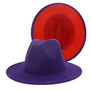 Chapeaux Fedora Femme en Gros 2022 Nouveaux Chapeaux Fedora Designer en Laine à Large Bord Bicolores pour Hommes et Femmes - Product Image 3