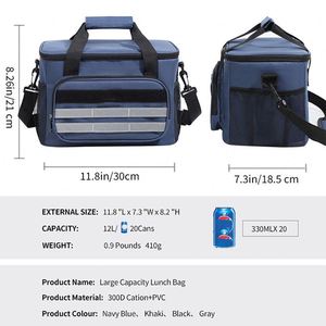 Customize Large <b>Lunch</b> <b>Bag</b> Insulated <b>Lunch</b> Box Leakproof Cooler Tote <b>Bag</b> <b>With</b> Adjustable Shoulder <b>Strap</b> for Picnic Beach - Product Image 3