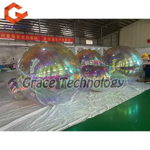 बिक्री के लिए विशाल चमकदार Inflatable दर्पण गेंद, रंगीन Inflatable डिस्को गेंद फांसी के लिए