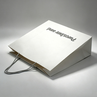 Sacs en papier blancs personnalisés avec logo imprimé pour entreprises, emballage robuste avec poignée en corde, sacs de shopping en papier pour la promotion de la marque